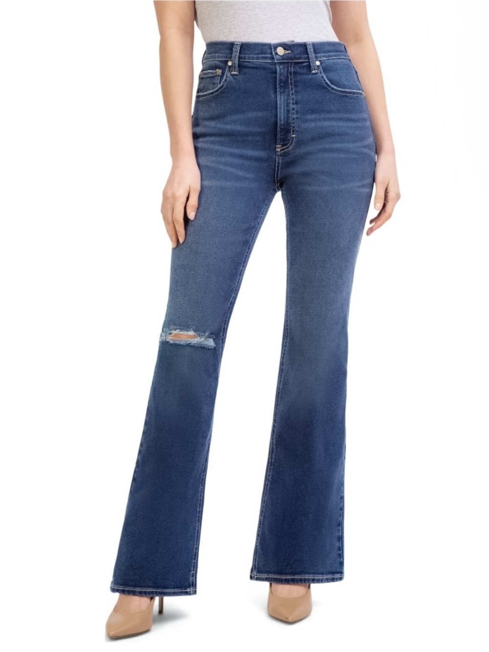 Jordache High Rise Flare Jeans Distressed Dark Wash NWT